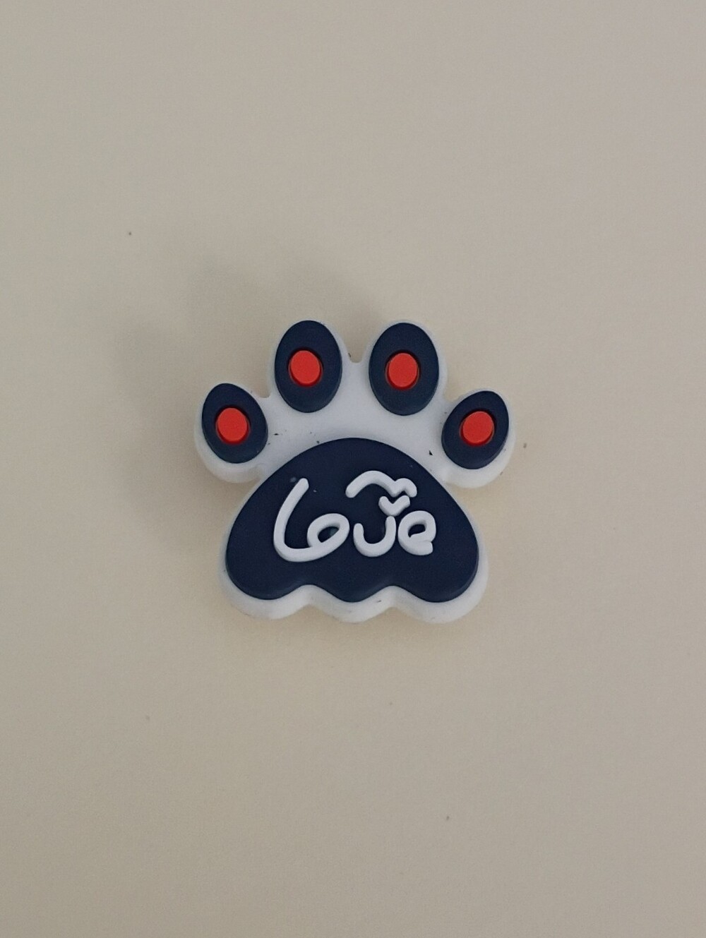 10 for $10 Jibbitz Croc Charms - Animal Paw Print Blue & Red w/ White Text Love